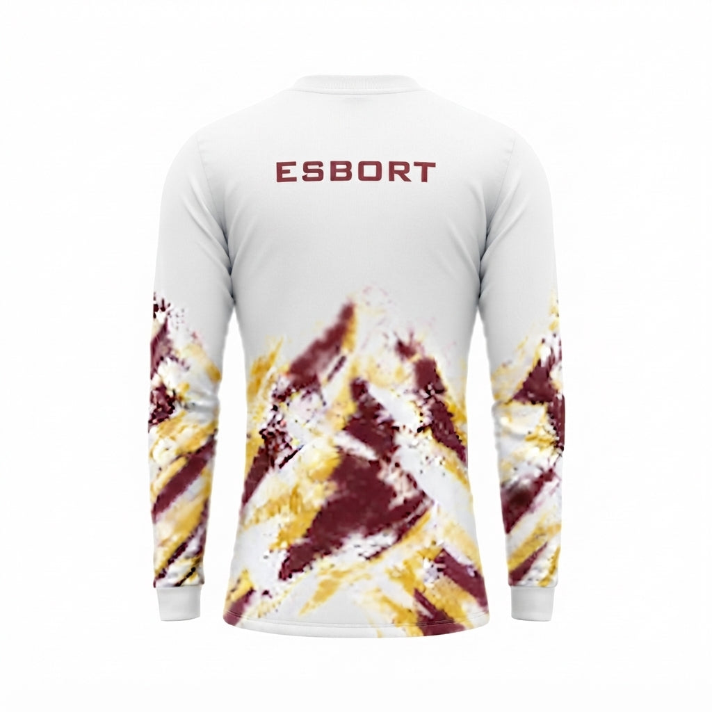 Esbort Performance Long-Sleeve Jersey – White, Burgundy & Yellow Alpine