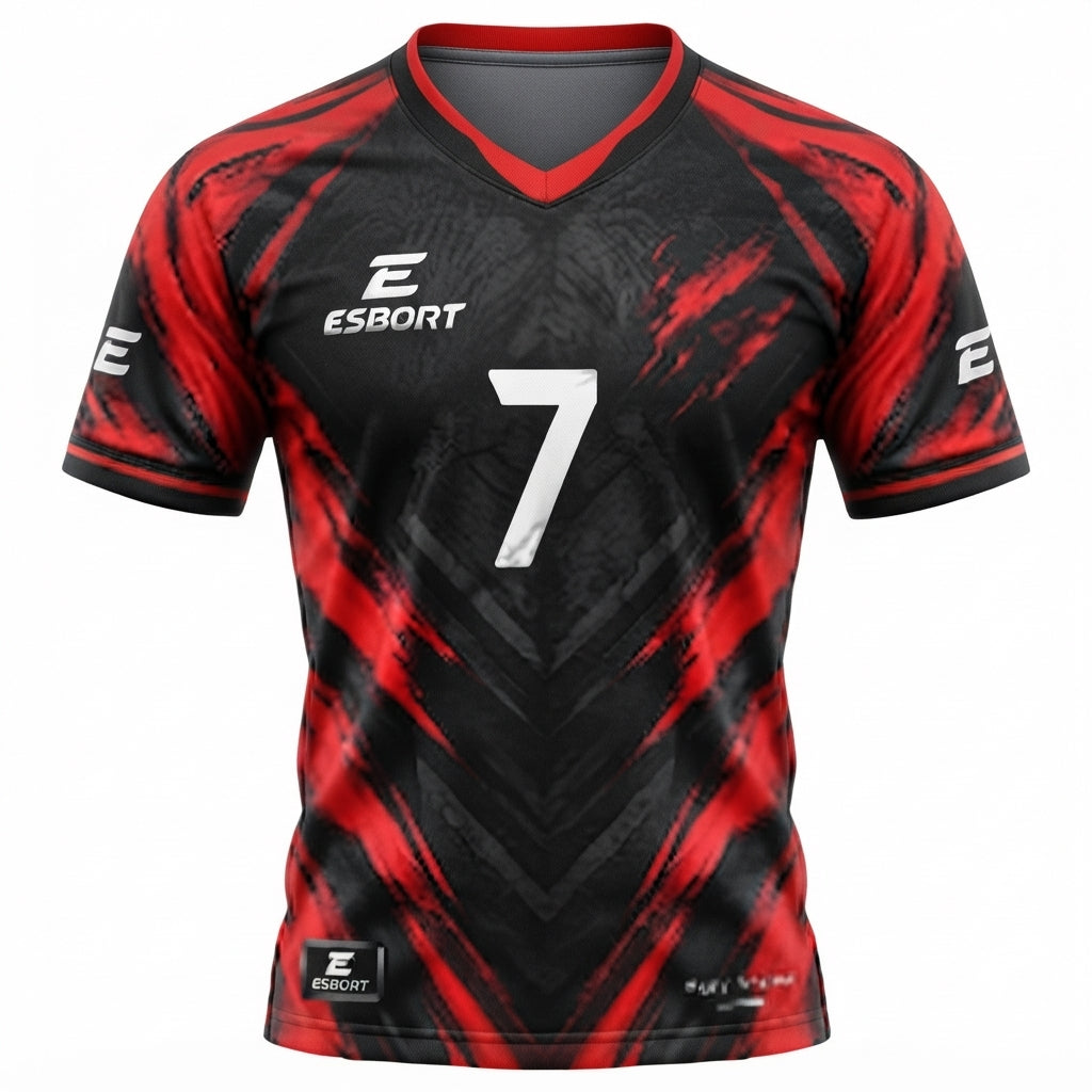 Esbort Pro-Performance Short-Sleeve Jersey – Black & Red