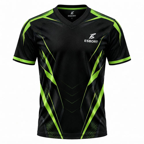 ESBORT Strike Pro Short-Sleeve Jersey – Black & Electric Green Edition