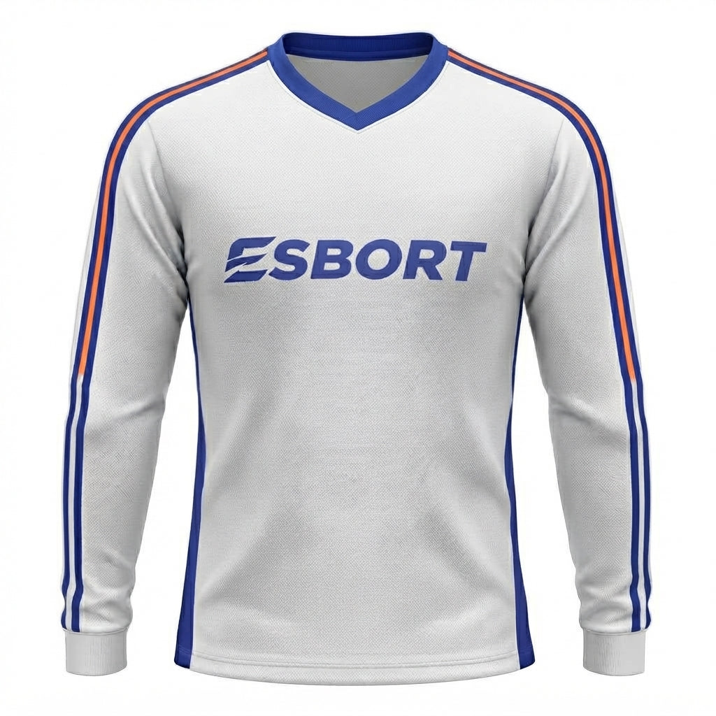 Esbort Performance Long-Sleeve Jersey – White, Blue & Orange Edition