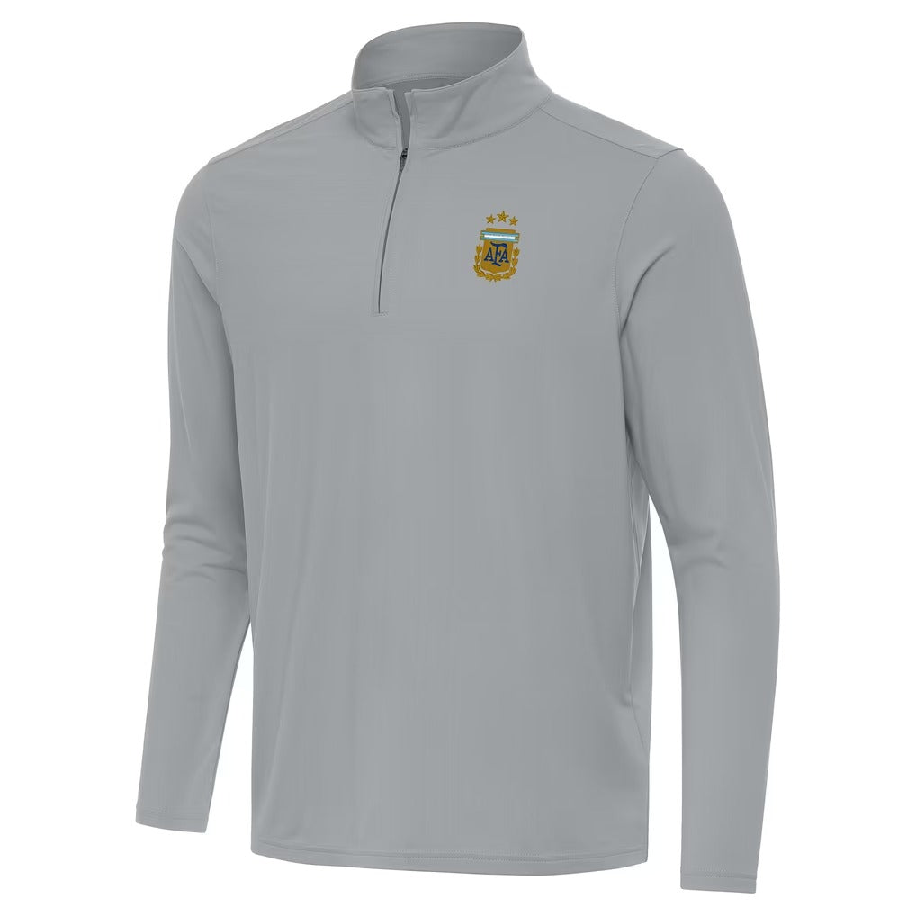 Argentina National Team Antigua Intent Quarter-Zip Pullover Top - Gray