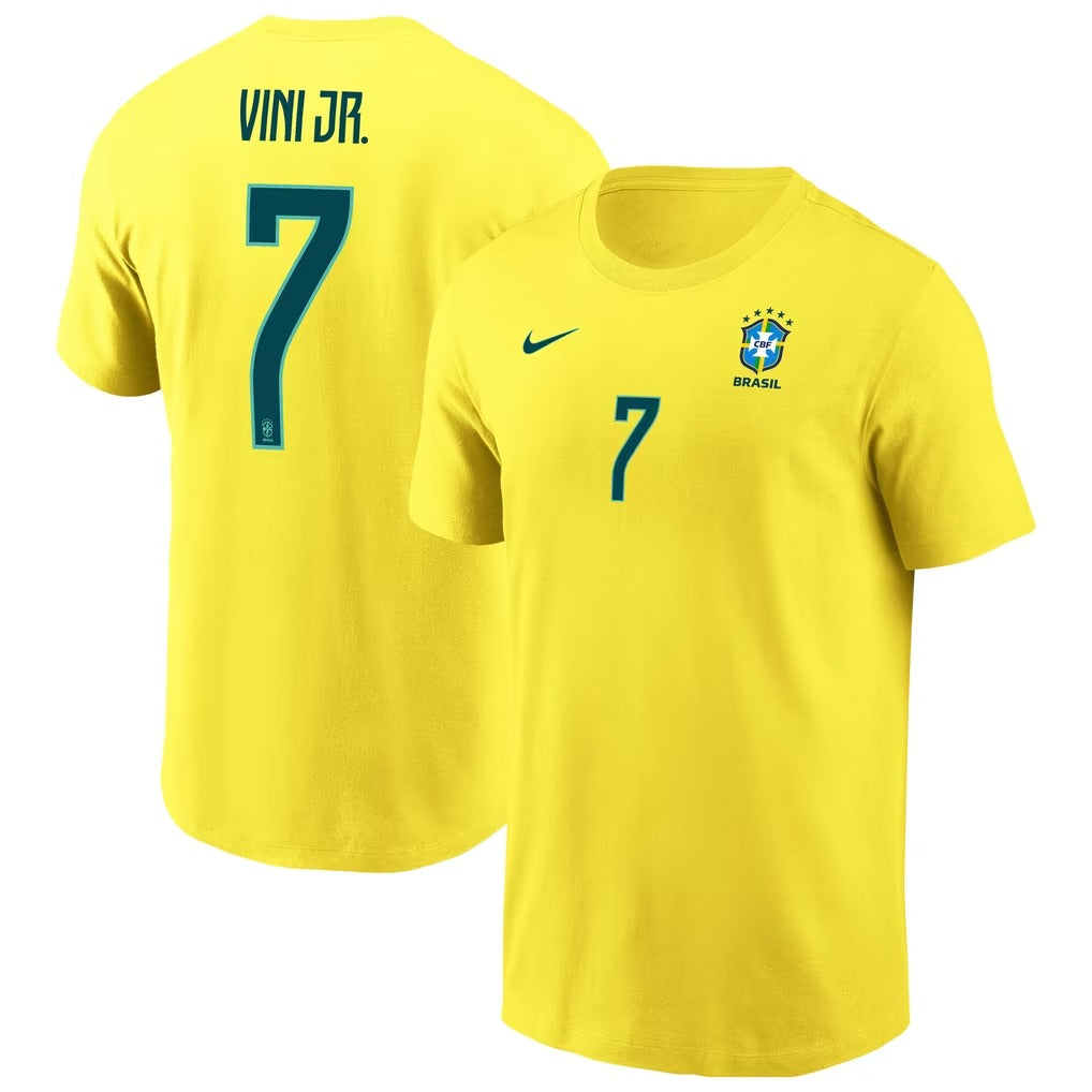 Vini Jr. Brazil National Team Name & Number T-Shirt - Yellow