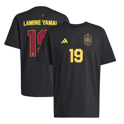 Lamine Yamal Spain National Team Name & Number T-Shirt - Black