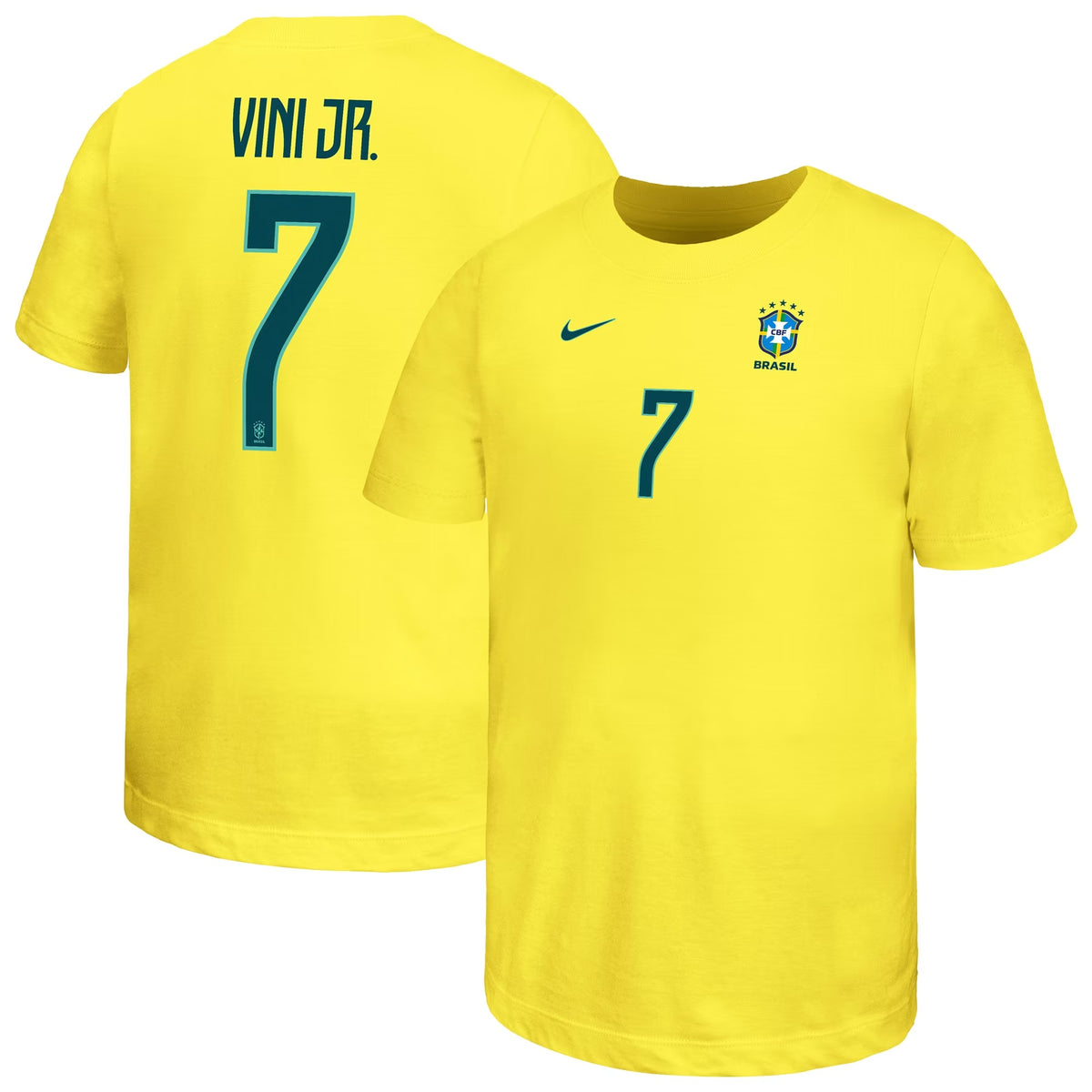 Vini Jr. Brazil National Team  Youth Name & Number T-Shirt - Yellow