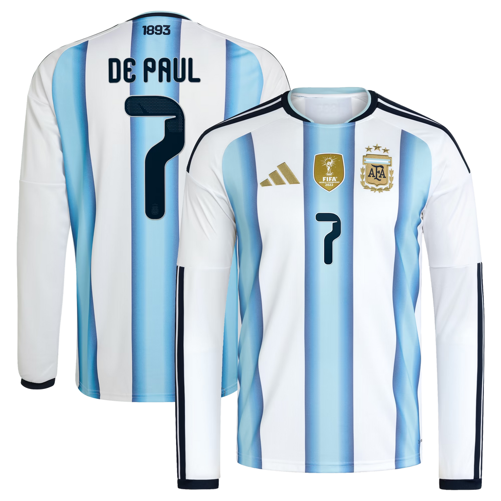Rodrigo De Paul Argentina National Team2026 Home  Sleeve Jersey - White