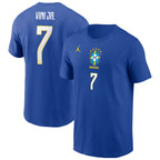 Vini Jr. Brazil National Team Name & Number T-Shirt - Royal