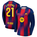 Frenkie de Jong Barcelona 2025/26 Home Long Sleeve Jersey - Navy