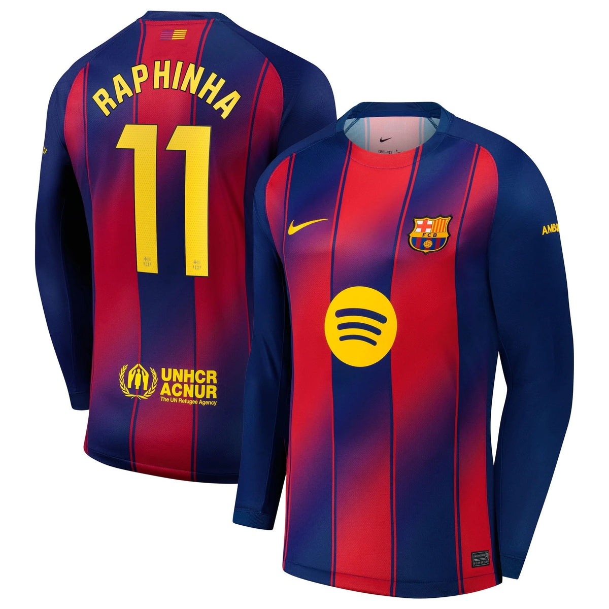 Raphinha Barcelona 2025/26 Home Long Sleeve Jersey - Navy