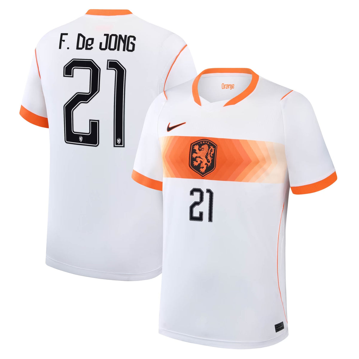 Frenkie de Jong Netherlands National Team 2026 Away Stadium Jersey - White