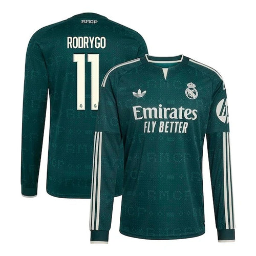 Rodrygo Real Madrid 2026/27 Away Long Sleeve Jersey - Green