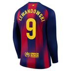 Robert Lewandowski Barcelona 2025/26 Home Long Sleeve Jersey - Navy