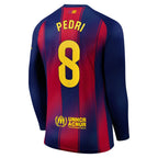 Pedri Barcelona 2025/26 Home Long Sleeve Jersey - Navy