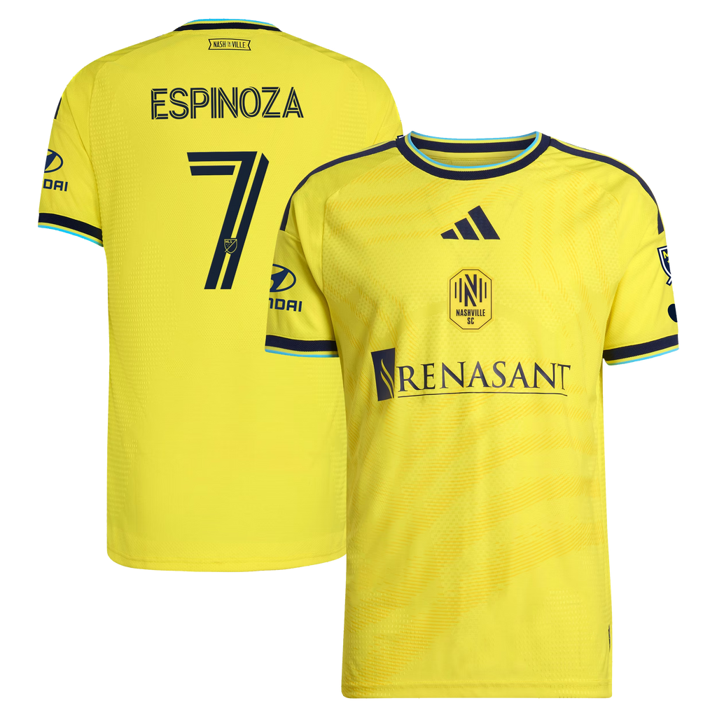 Cristian Espinoza Nashville SC 2026 The Reverb Kit On-Field Patch Jersey - Yellow