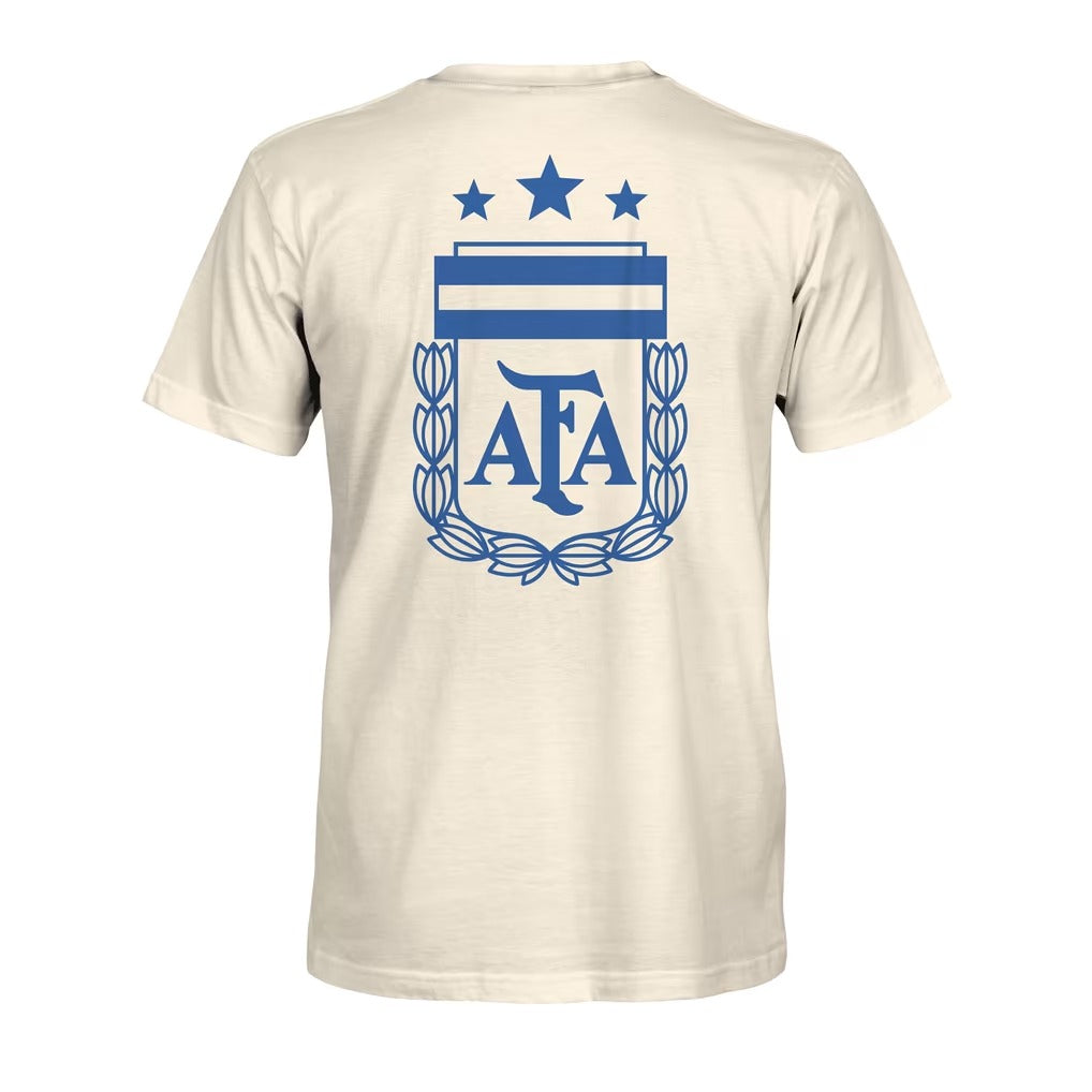Argentina National Team Big Logo Heavyweight T-Shirt - Cream