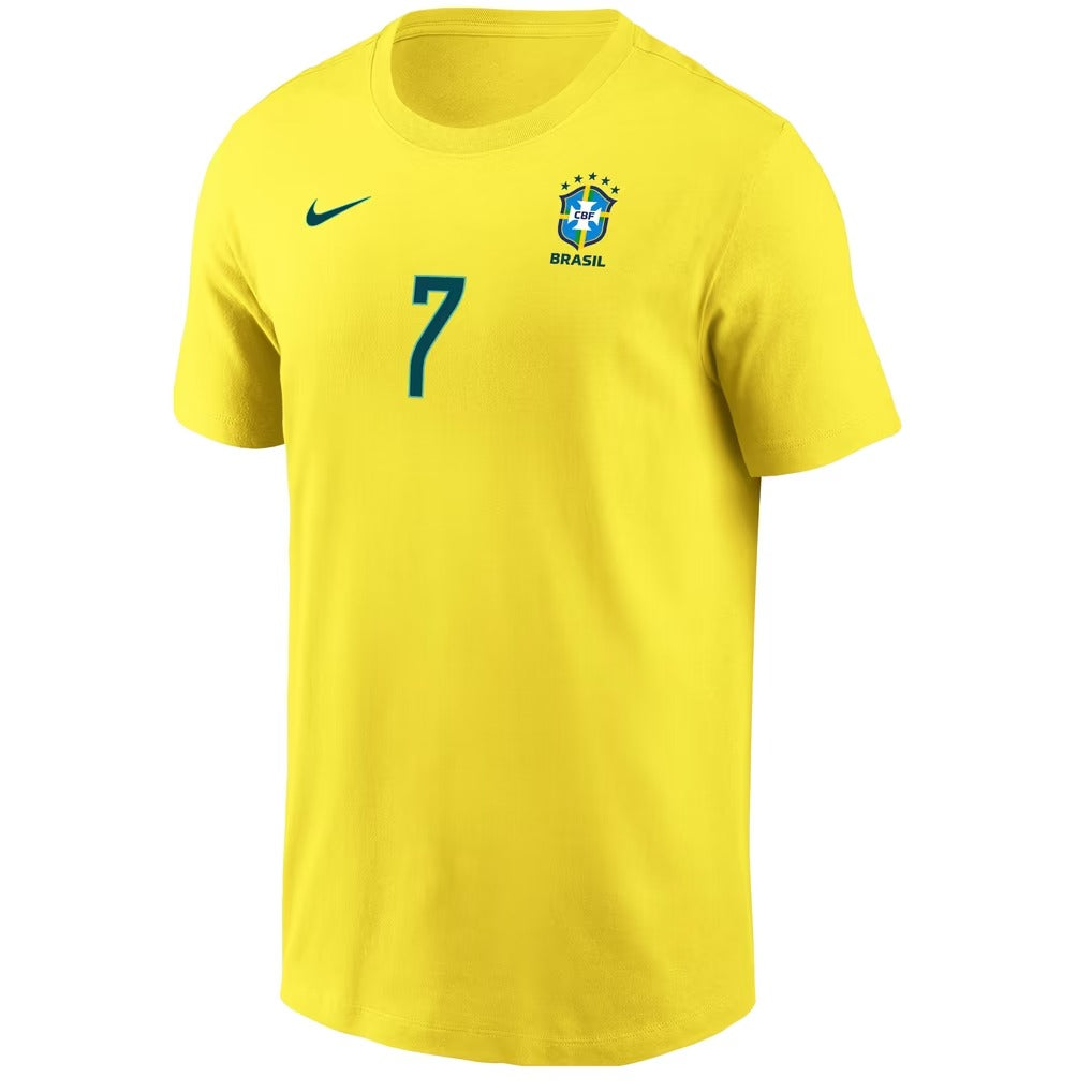 Vini Jr. Brazil National Team Name & Number T-Shirt - Yellow