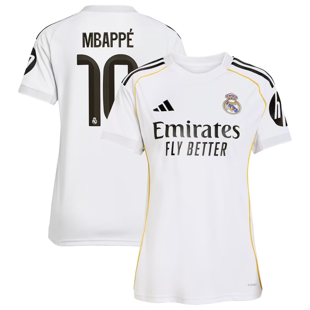 Kylian Mbappé Real Madrid Women's 2025/26 Home Player Jersey - White