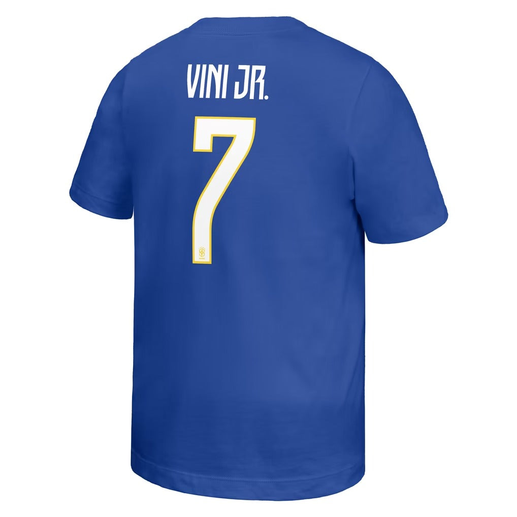 Vini Jr. Brazil National Team Youth Name & Number T-Shirt - Royal